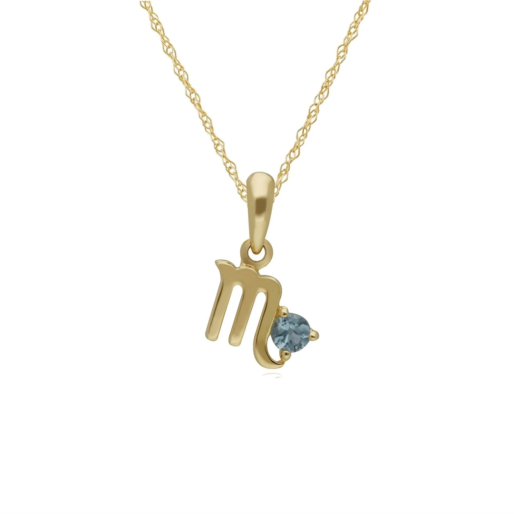 Blau Topas Skorpion Sternzeichen Anhänger in 9ct Gelb Gold