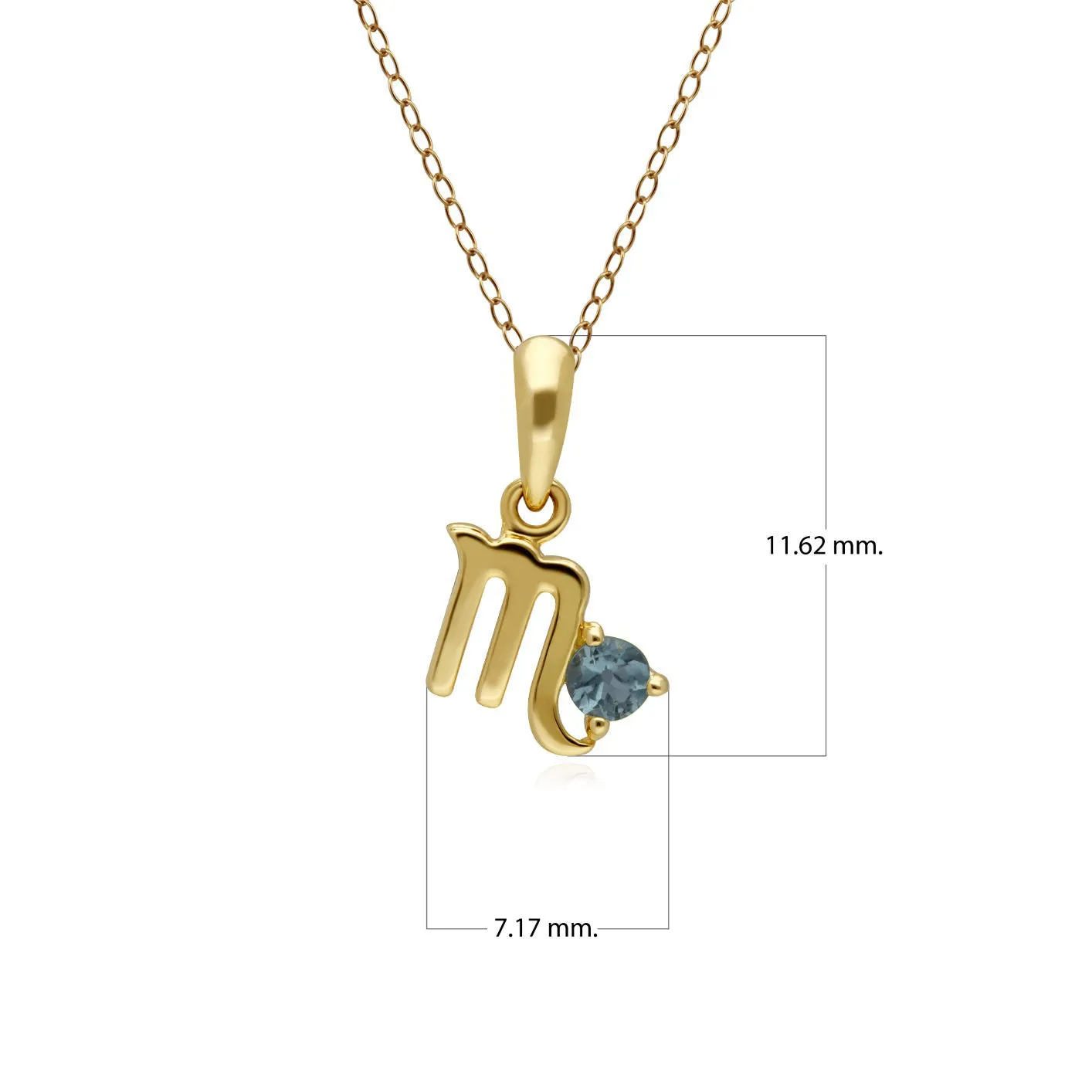 Blau Topas Skorpion Sternzeichen Anhänger in 9ct Gelb Gold