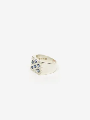 Bleue Burnham Mini Rose Garden Signet Ring W - Silver/Blue