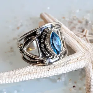 BLUE EYE - STATEMENT 925 TRIBAL BOHO RING