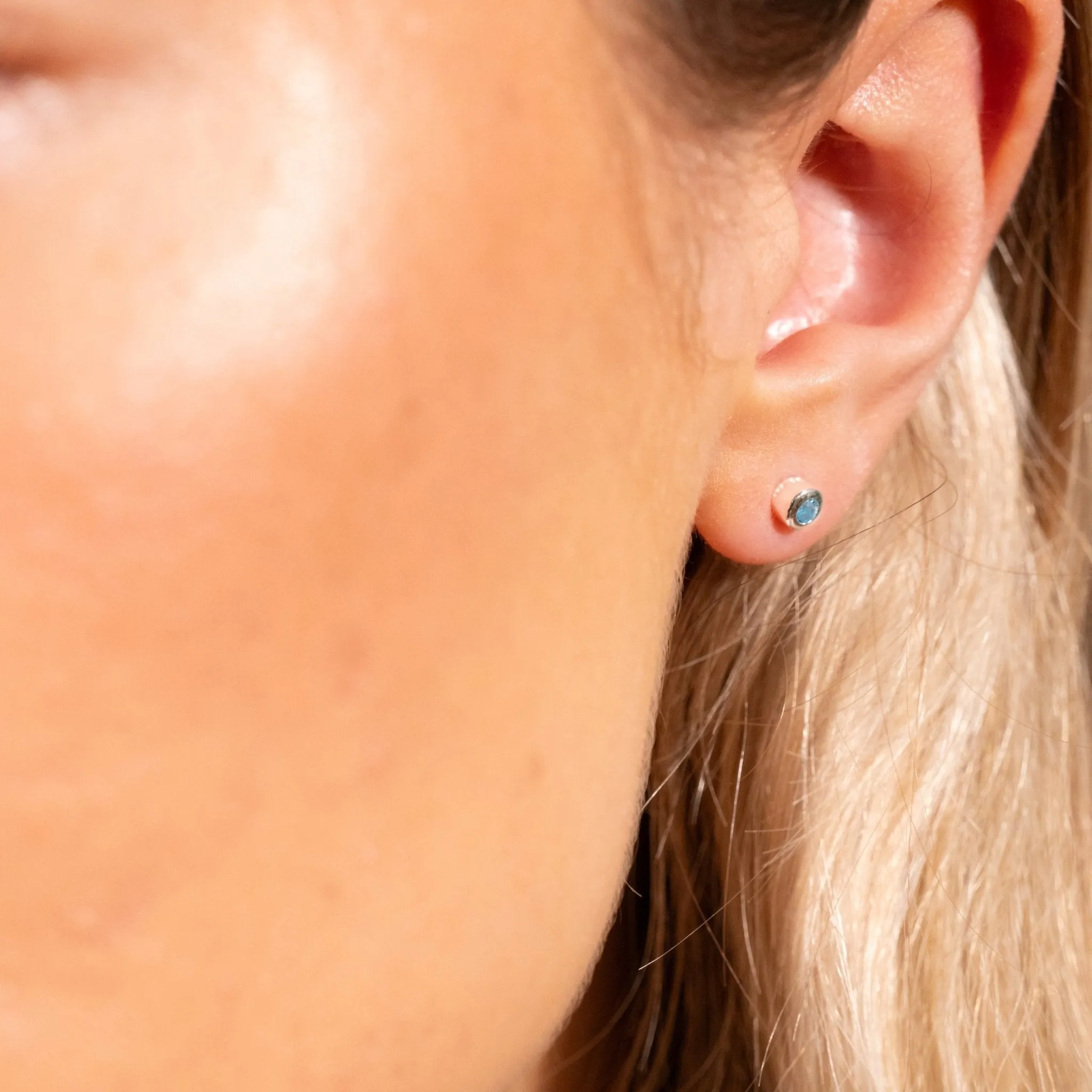 Blue topaz gem studs