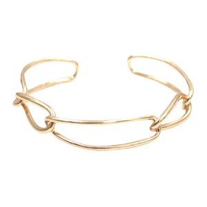 Brass Open Metal Link Cuff Bracelet