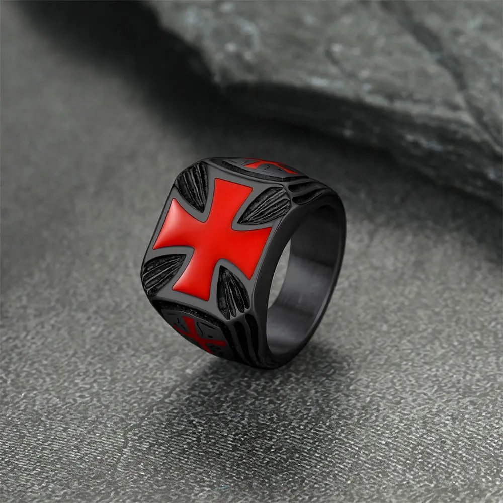 Christian Knights Templar Cross Ring For Men Stainless Steel