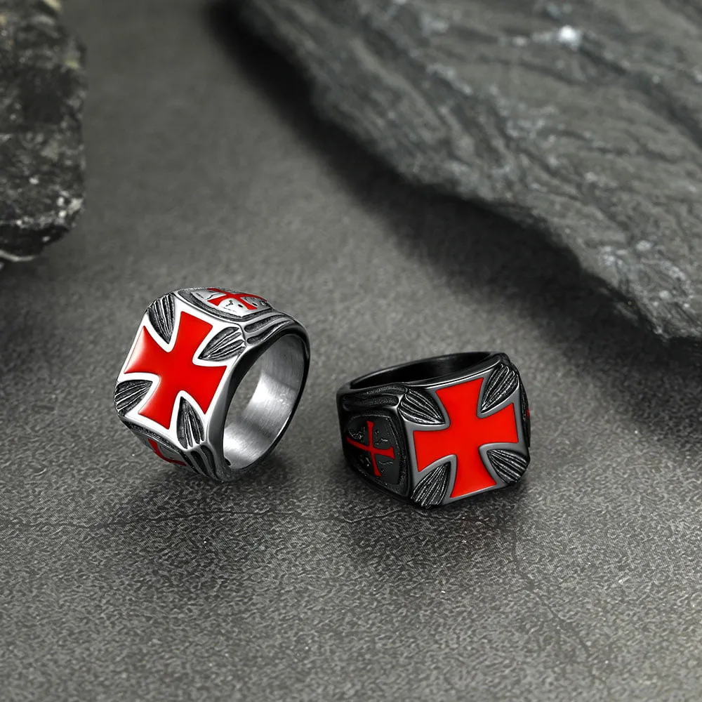 Christian Knights Templar Cross Ring For Men Stainless Steel