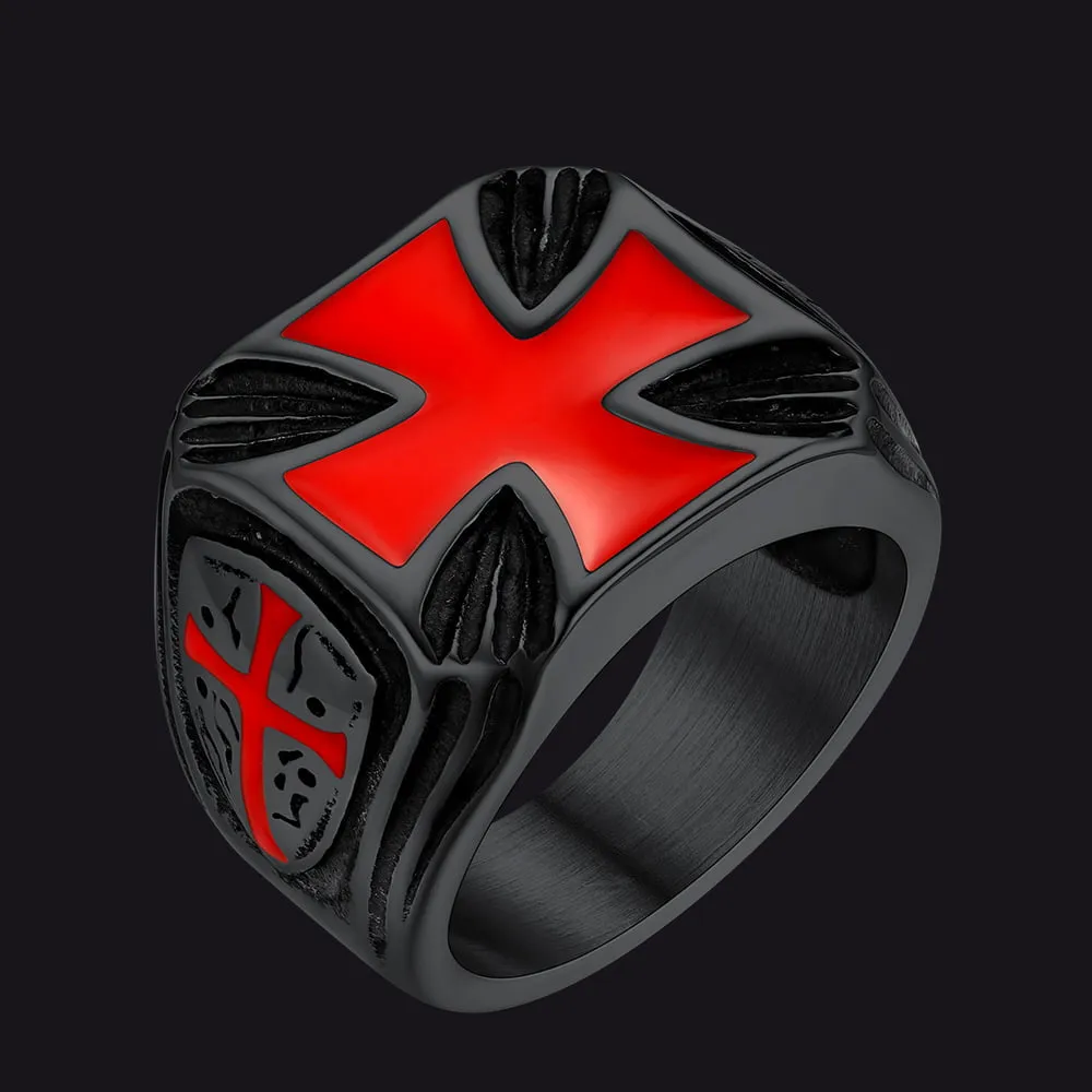 Christian Knights Templar Cross Ring For Men Stainless Steel