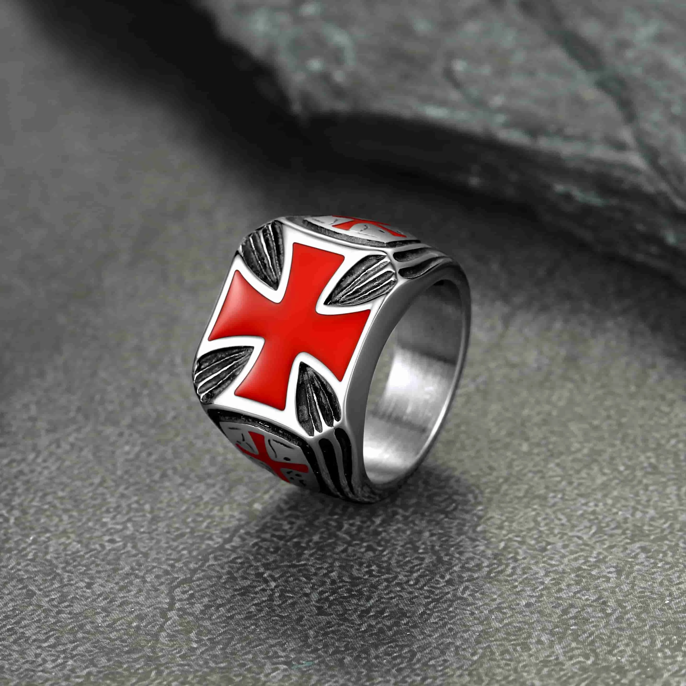 Christian Knights Templar Cross Ring For Men Stainless Steel