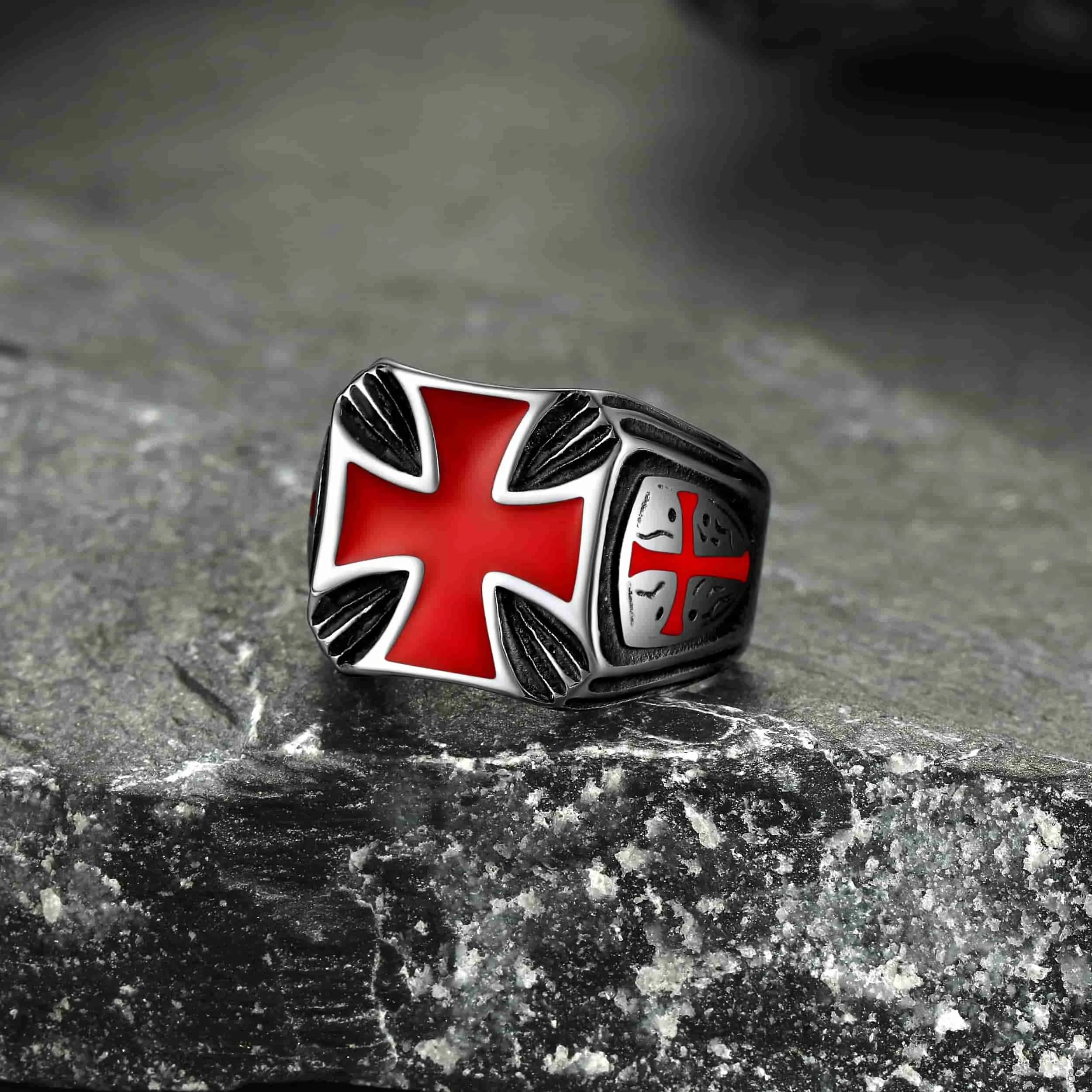 Christian Knights Templar Cross Ring For Men Stainless Steel