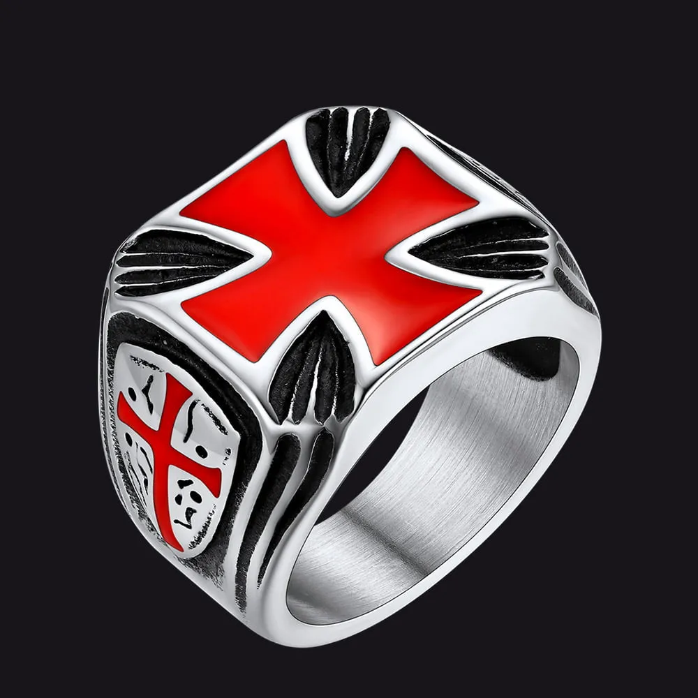 Christian Knights Templar Cross Ring For Men Stainless Steel