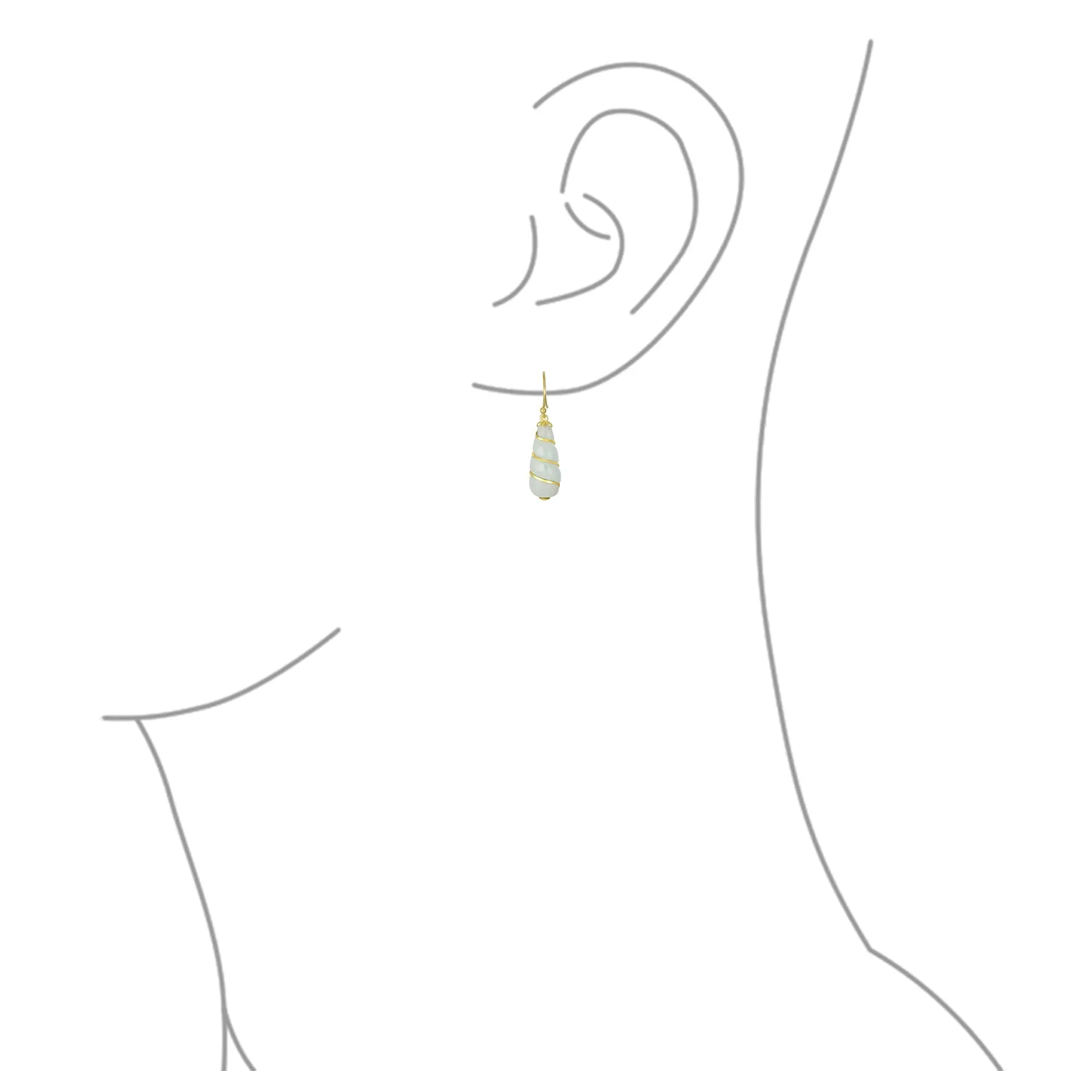 Classic Green Jade Teardrop Dangle Gemstone Earrings 14K Gold & Silver Hook