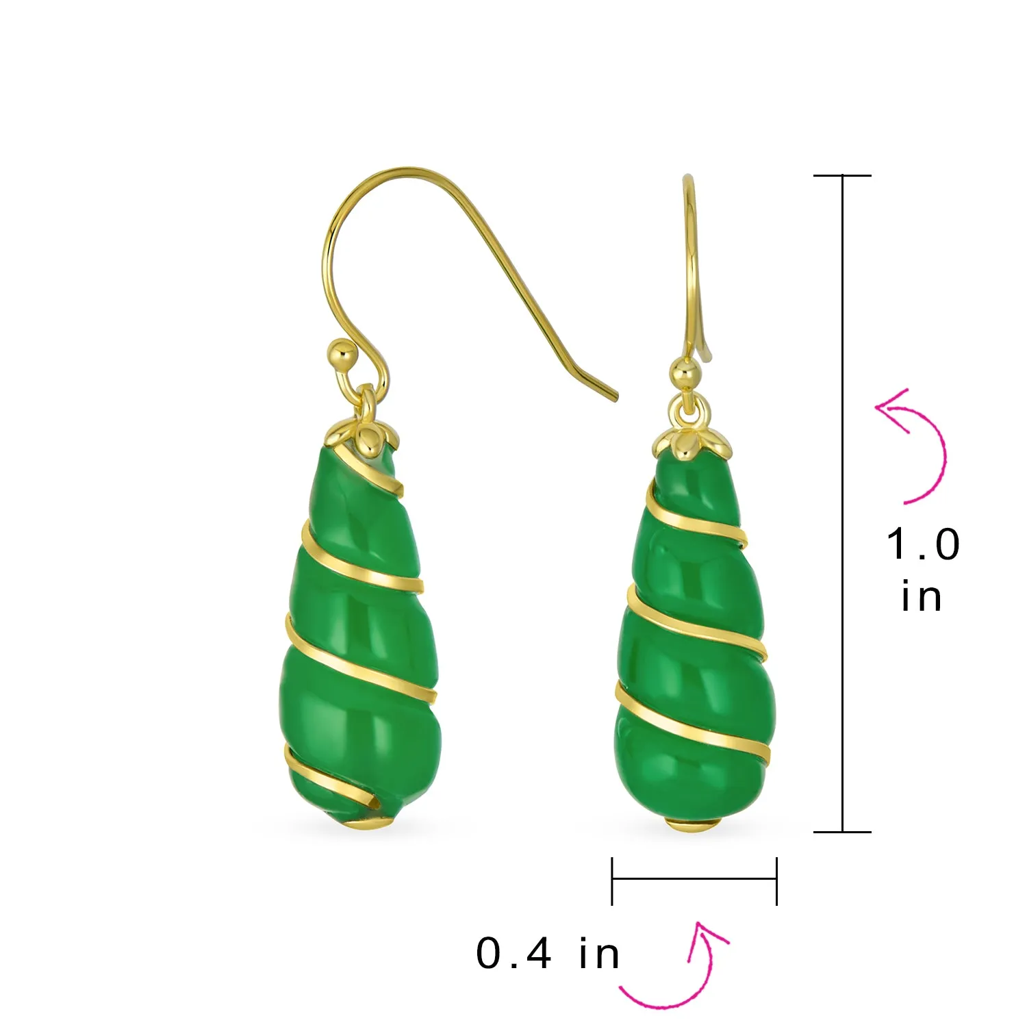 Classic Green Jade Teardrop Dangle Gemstone Earrings 14K Gold & Silver Hook