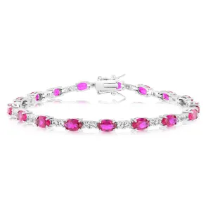 Created Ruby & Cubic Zirconia Bracelet Set in Sterling Silver