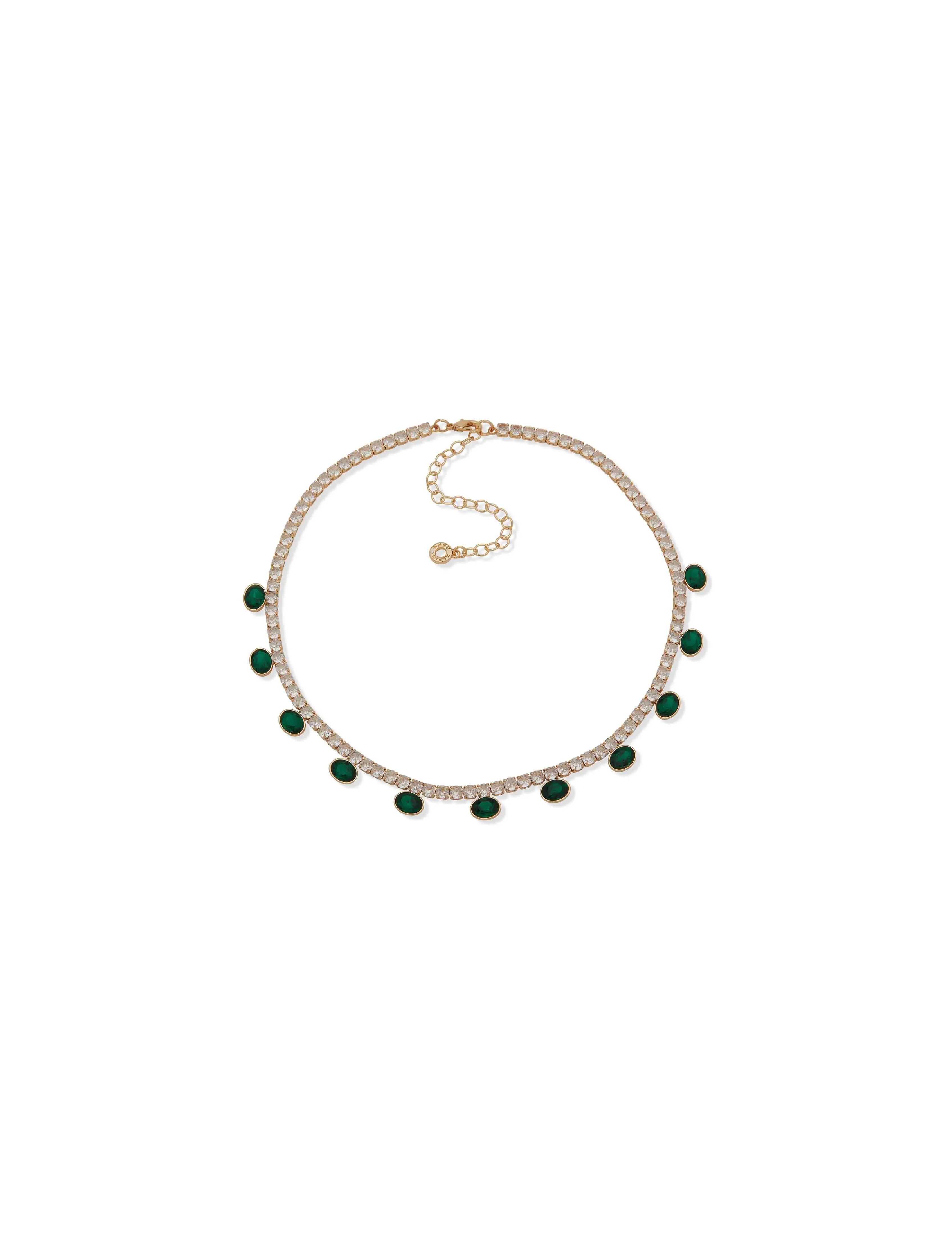 Cup Chain Necklace With Emerald Stones