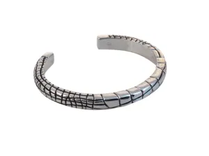 #DB-10 Alligator Skin Pattern Cuff, Sterling