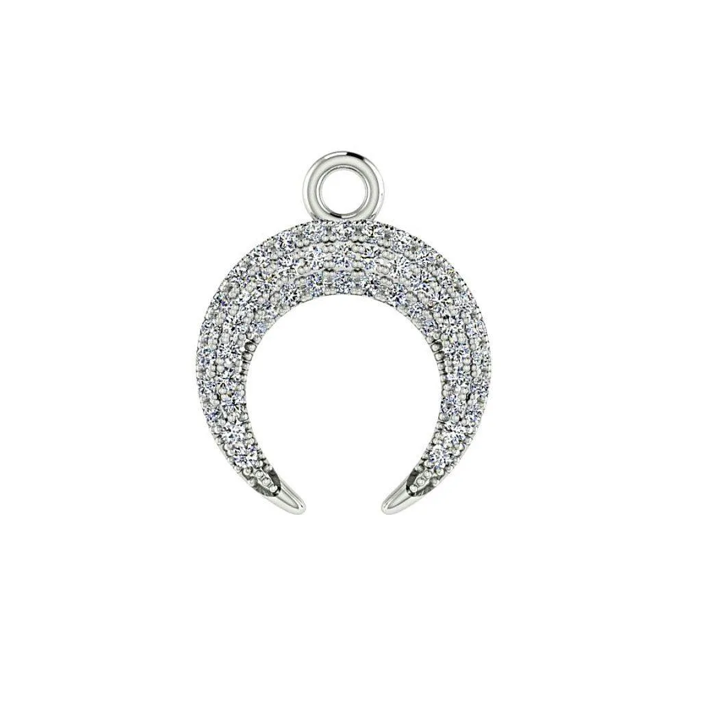 Diamond Crescent Moon Pendant Necklace 18K White Gold