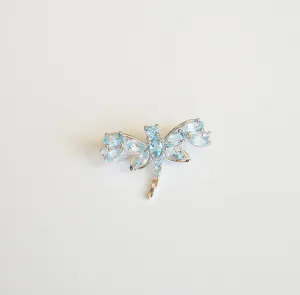 Dragonfly Sky Blue Topaz Gemstone .925 Sterling Silver Brooch