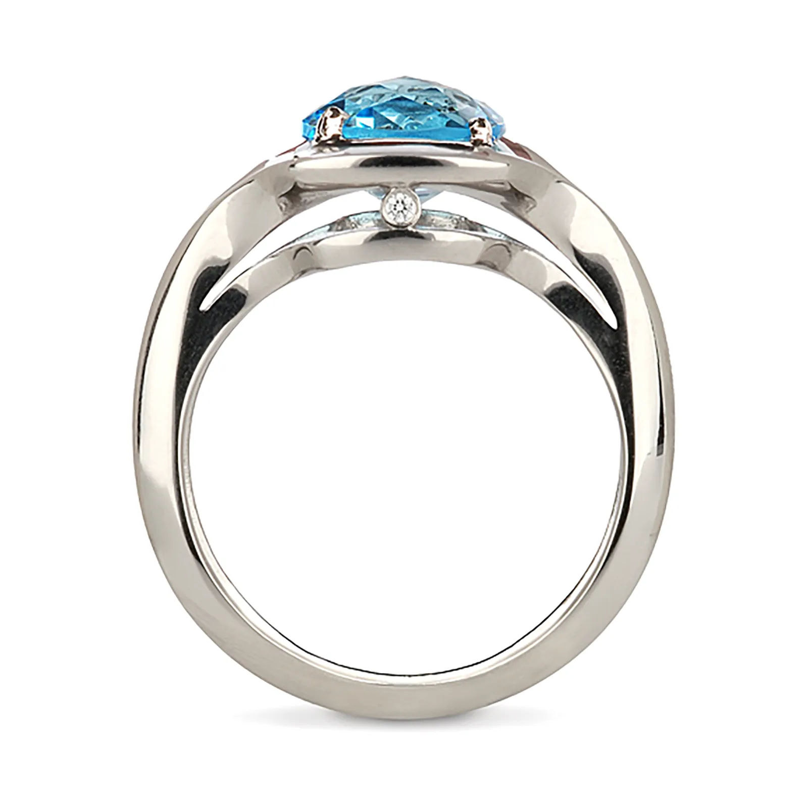 Duet Blue Topaz and White Gold Ring