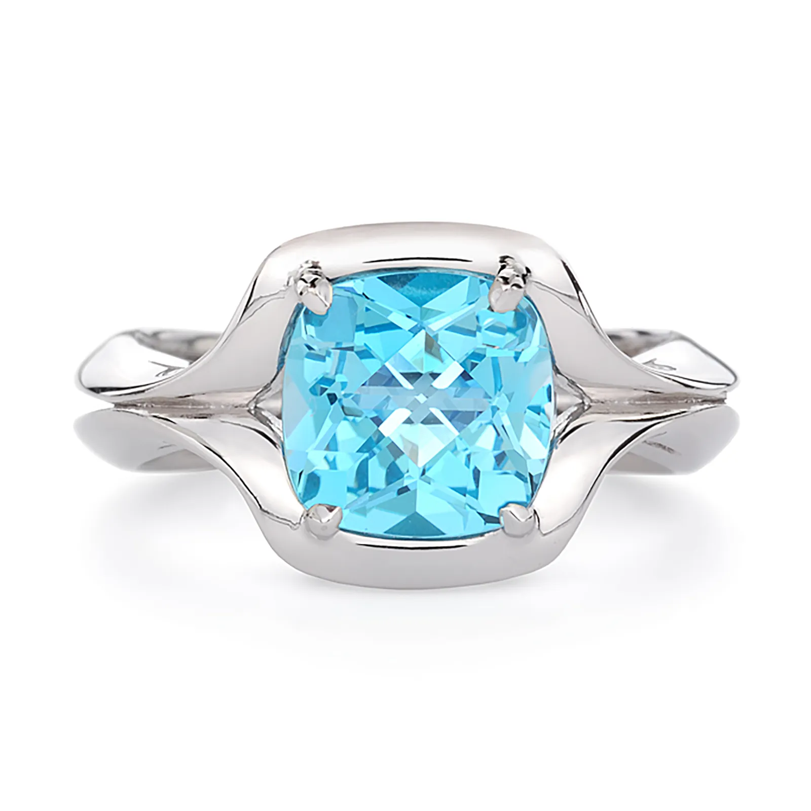 Duet Blue Topaz and White Gold Ring