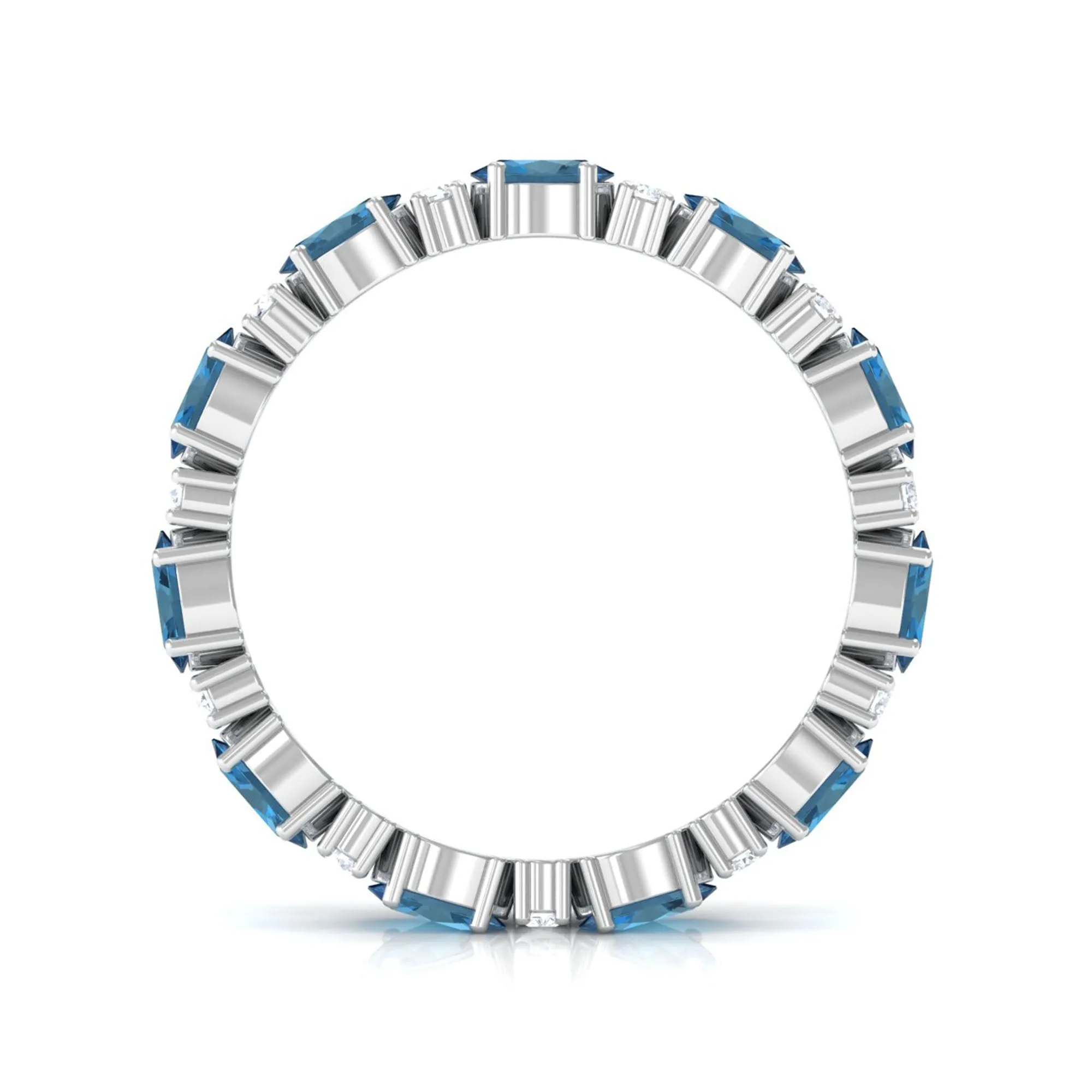 East West London Blue Topaz and Diamond Eternity Wedding Band