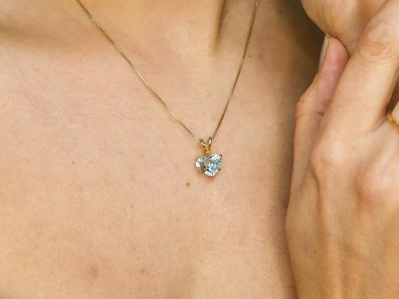 Emerald Heart Pendant - Green Heart Pendant, Silver Heart Pendant