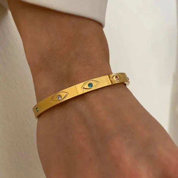 Evil Eye Cuff Bangle Bracelet