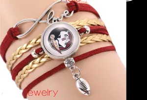 Florida state Seminole glass cabochon leather style bracelet