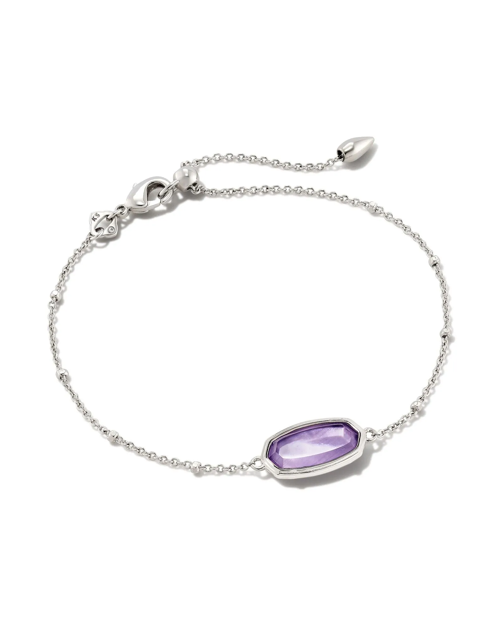 Framed Elaina Delicate Chain Bracelet In Rhodium - Lavender Opalite Illusion