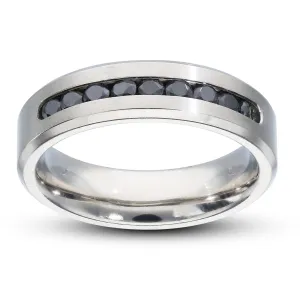 Gents Dazzling Black CZ Band Ring