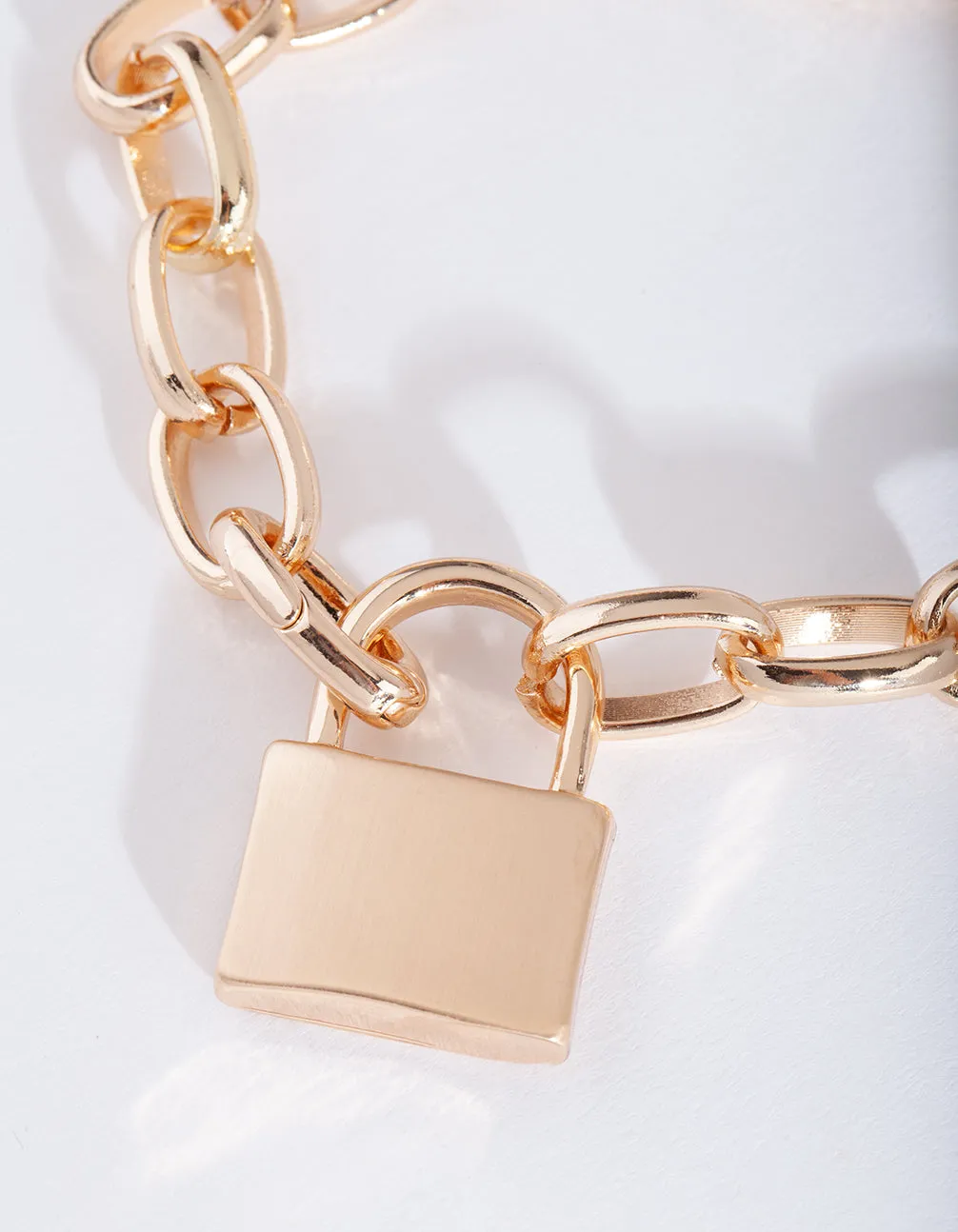 Gold Chain Link Lock Bracelet