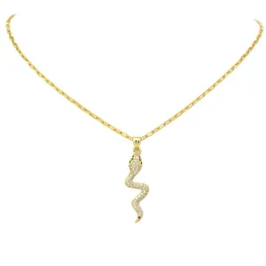 Gold Filled Cubic Zirconia Snake Pendant Necklace