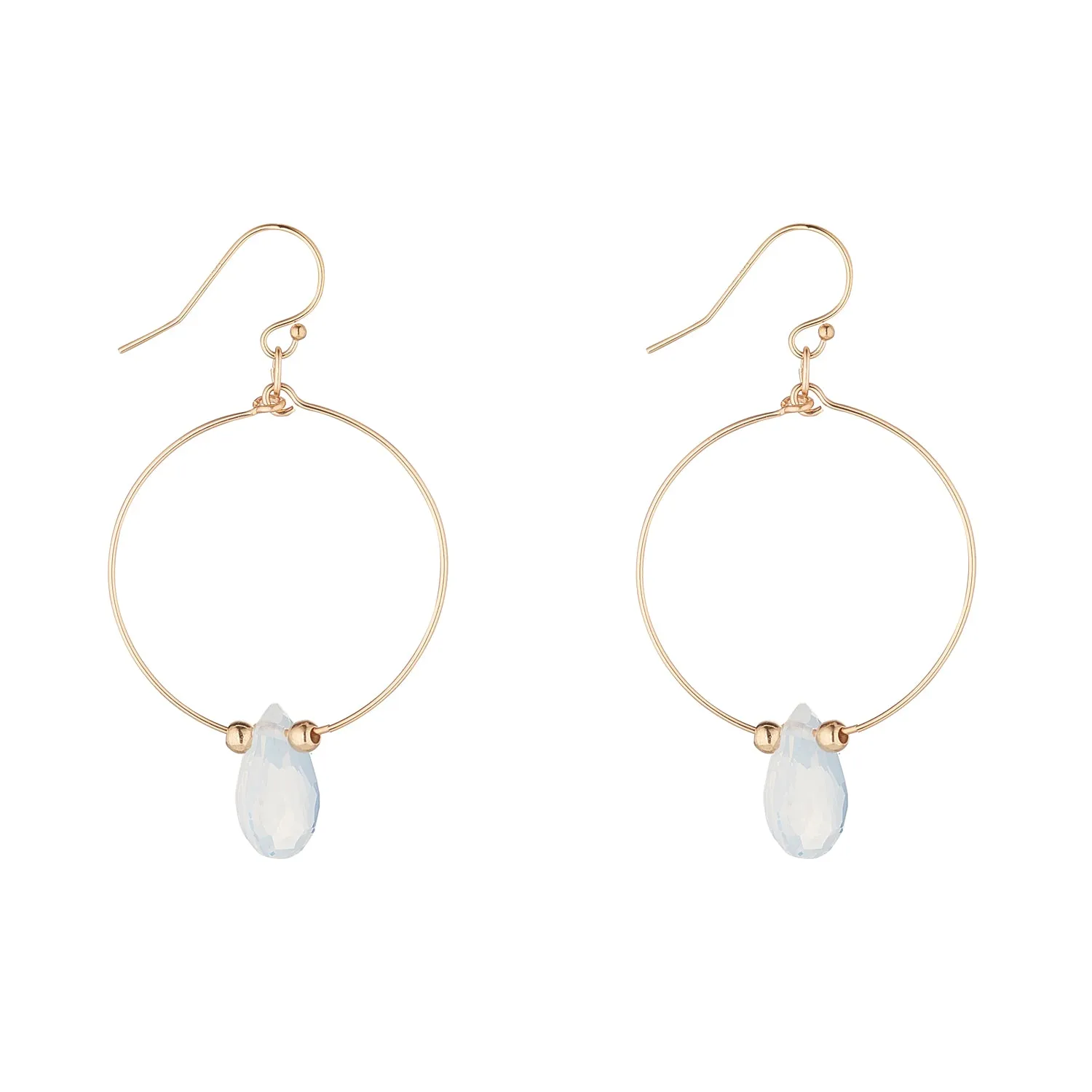 Gold Filled Teardrop Crystal Small Hoop Earrings