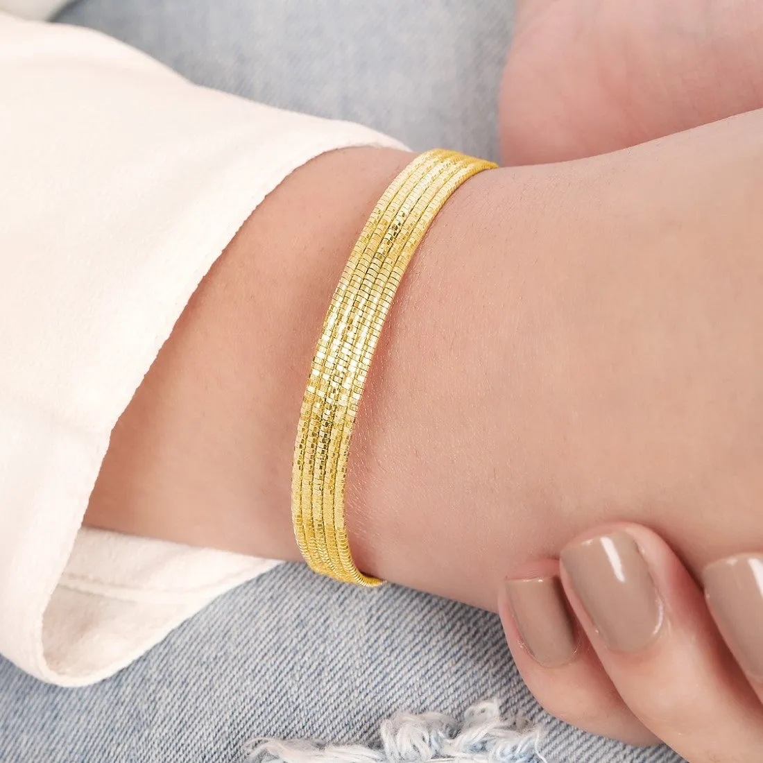 Golden Harmony 925 Sterling Silver Five-Line Bracelet