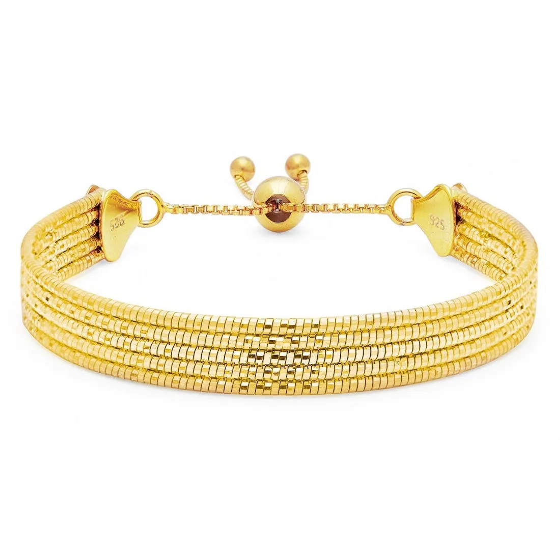 Golden Harmony 925 Sterling Silver Five-Line Bracelet