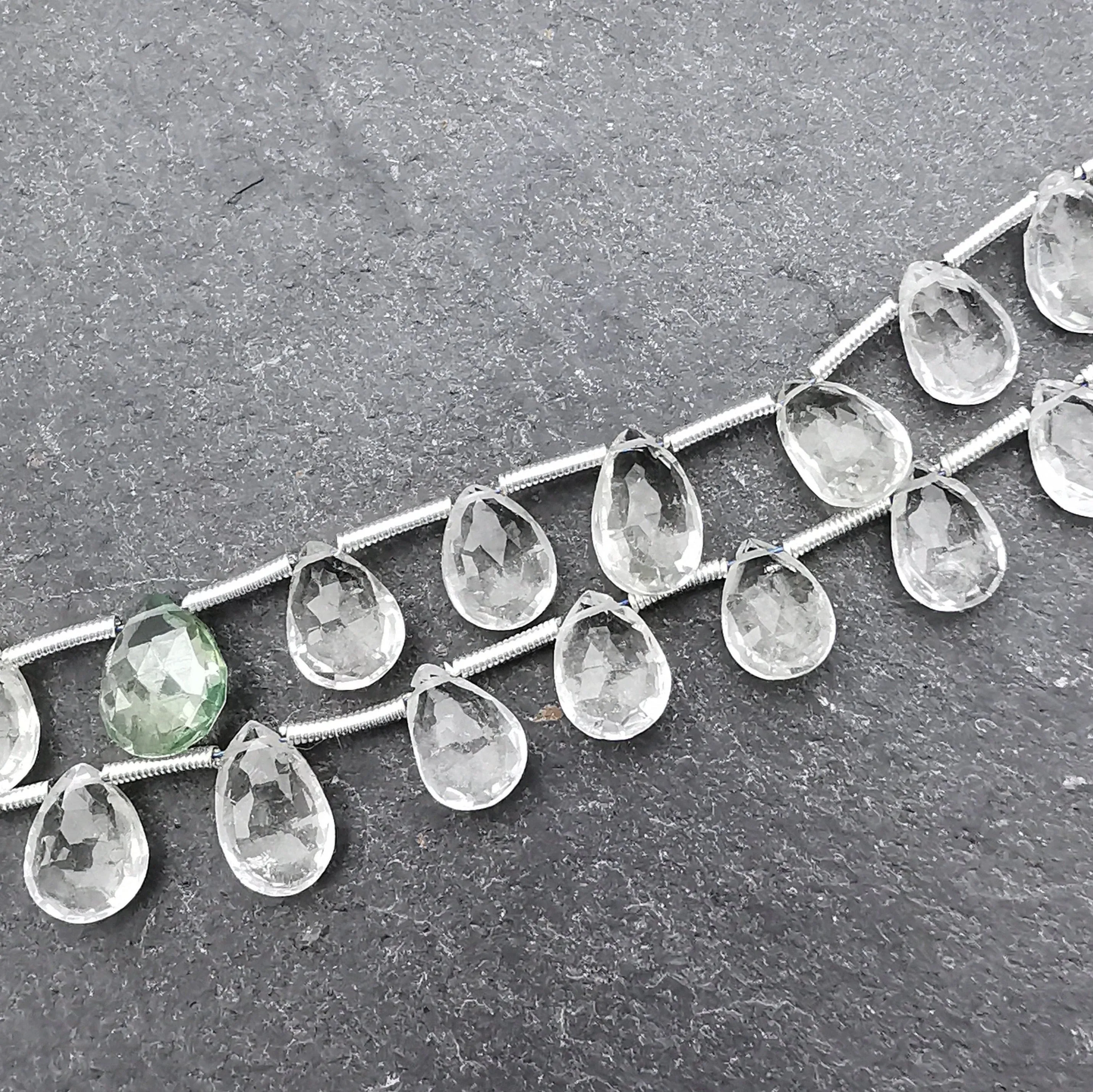 Green Amethyst Faceted Briolette Per Bead