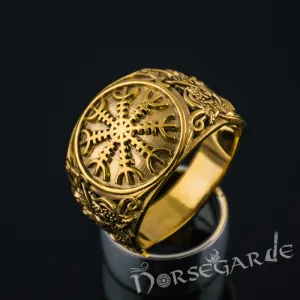 Handcrafted Helm of Awe Mammen Style Ring - Gold