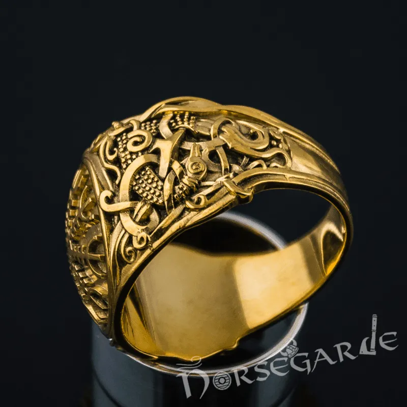 Handcrafted Helm of Awe Mammen Style Ring - Gold