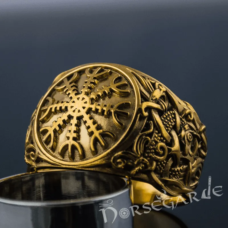 Handcrafted Helm of Awe Mammen Style Ring - Gold