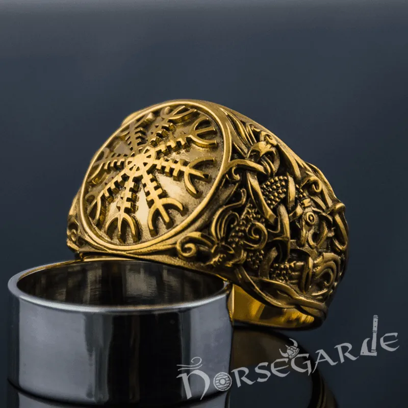 Handcrafted Helm of Awe Mammen Style Ring - Gold