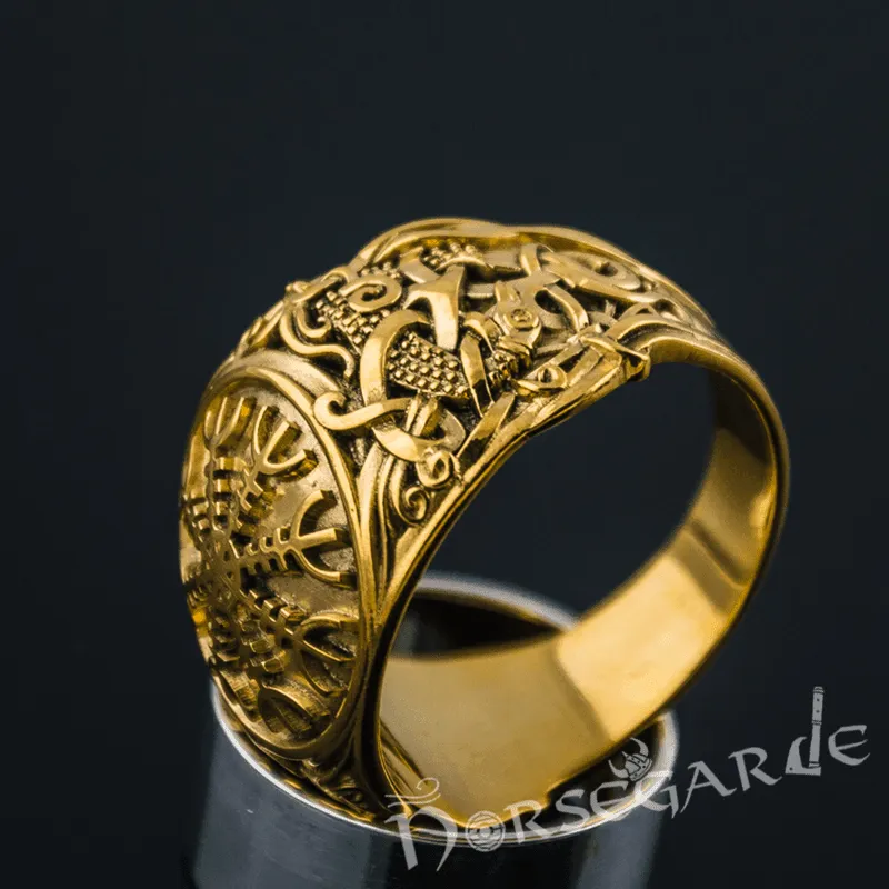 Handcrafted Helm of Awe Mammen Style Ring - Gold