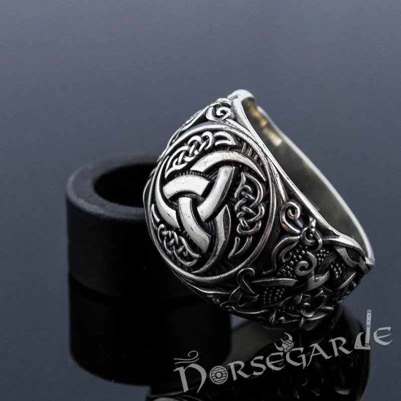 Handcrafted Horn Triskelion Mammen Style Ring - Sterling Silver