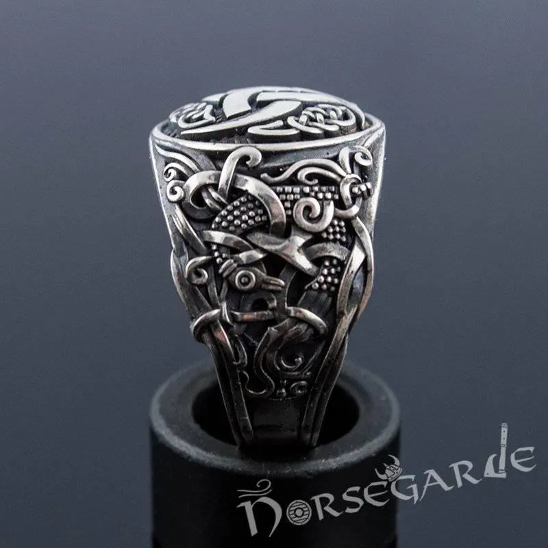 Handcrafted Horn Triskelion Mammen Style Ring - Sterling Silver