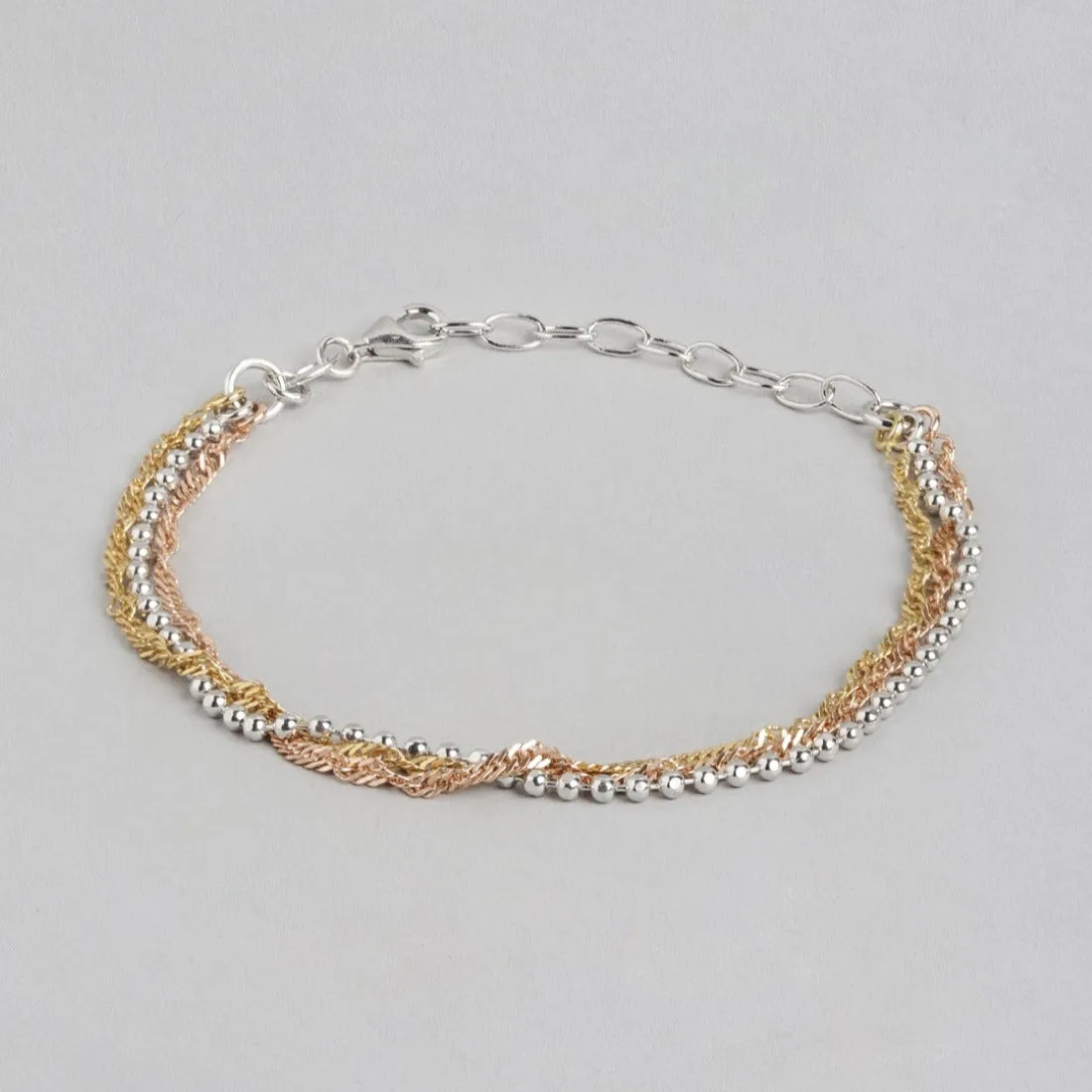 Harmony in Triads Triple Tone Plated 925 Sterling Silver Bracelet