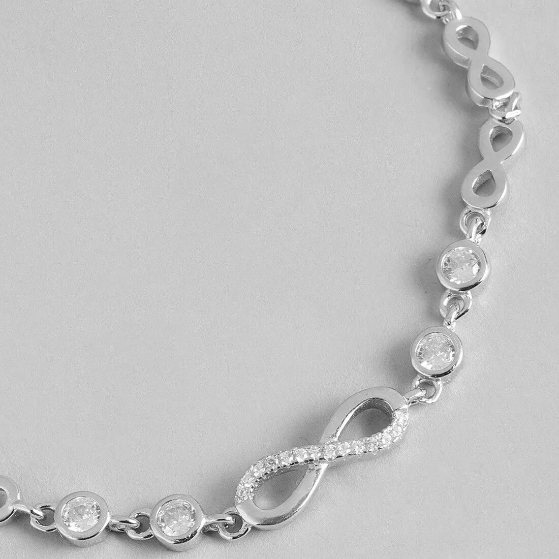 Infinity Rhodium plated CZ 925 Sterling Silver Bracelet