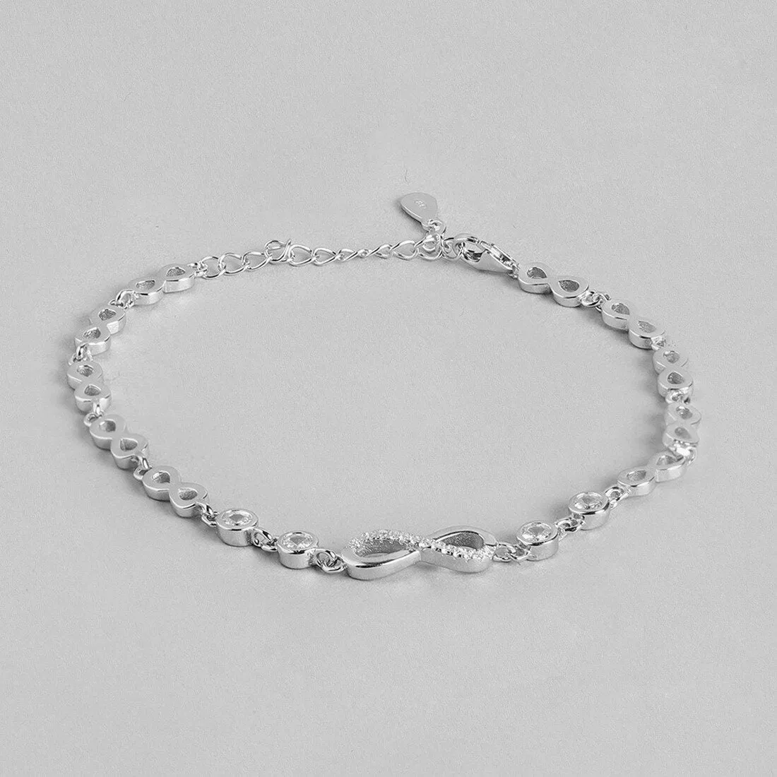 Infinity Rhodium plated CZ 925 Sterling Silver Bracelet