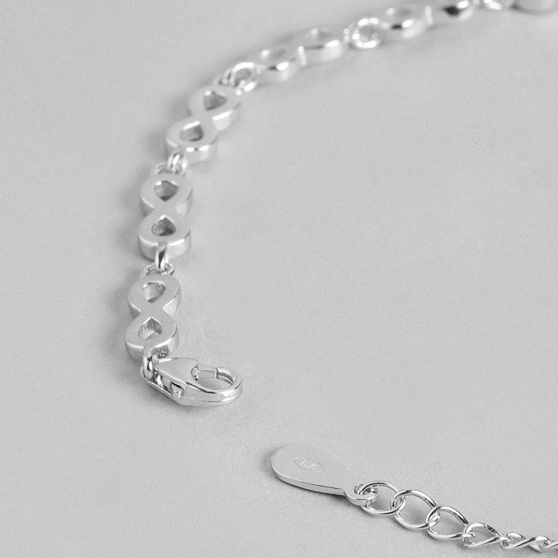 Infinity Rhodium plated CZ 925 Sterling Silver Bracelet