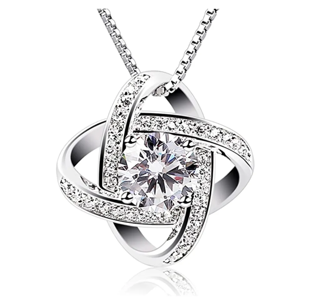 Infinity Rotary Clover Pendant Simulated Diamond Solitaire Necklace Chain 20in.