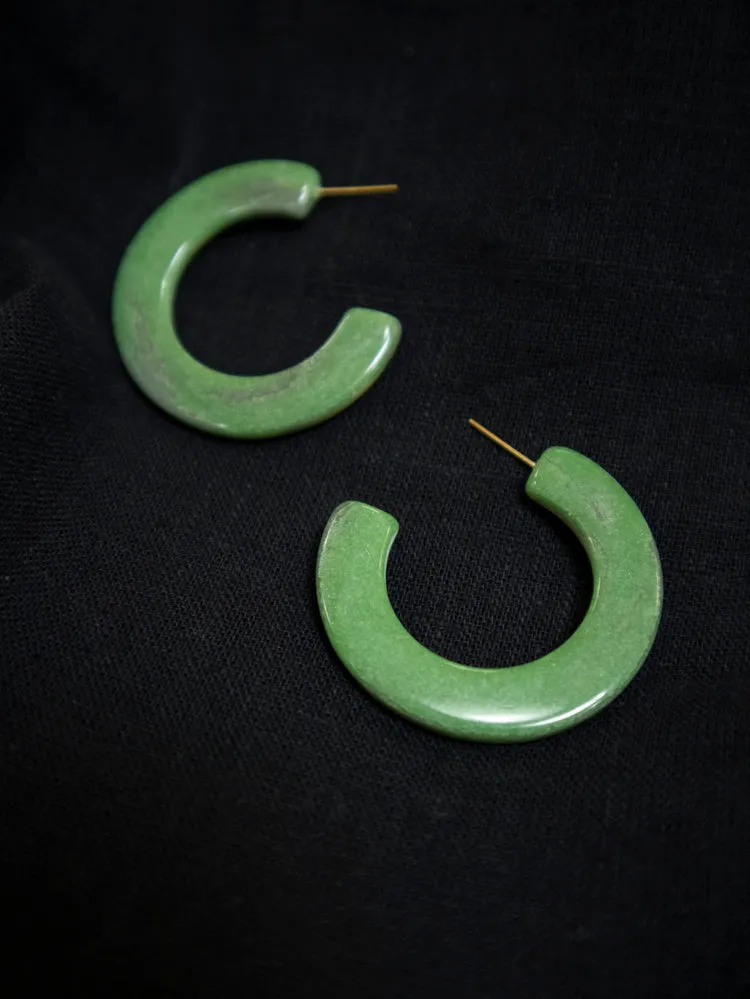 Jade Hoop Earrings - Green