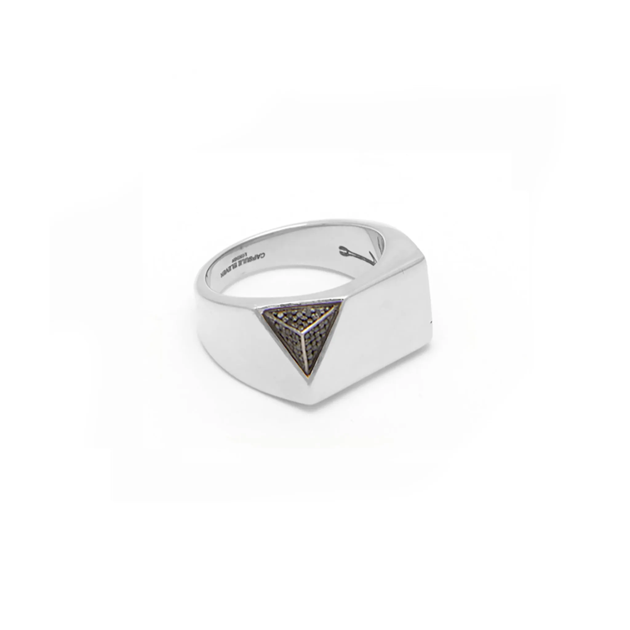 Jewel Beneath Black Diamond Signet Ring - 18kt recycled white gold - made to order