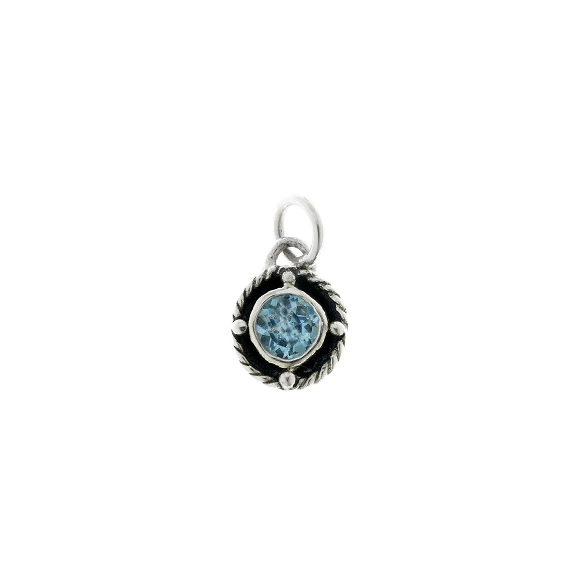 Kamon Sterling Silver And Blue Topaz March Charm