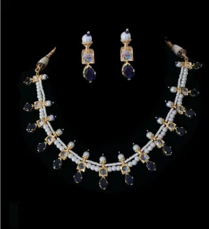 Kiara necklace set in sapphire  ( READY TO SHIP  )