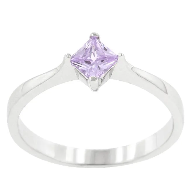 Lois Amethyst Petite Princess cut Solitaire Ring  | 0.5ct | Sterling Silver